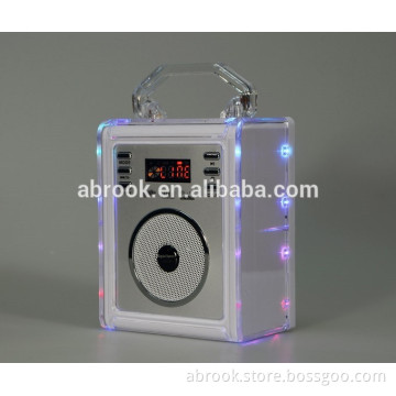Crystal portable flashing led speaker light with handle